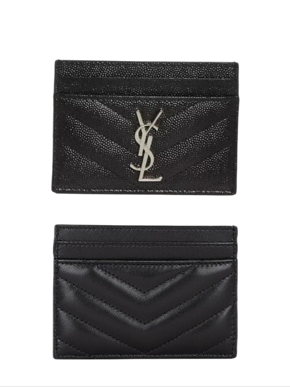 NWT!! New! YSL SAINT LAURENT Cassandre Credit Card Case Black w/ SILVER Hardware